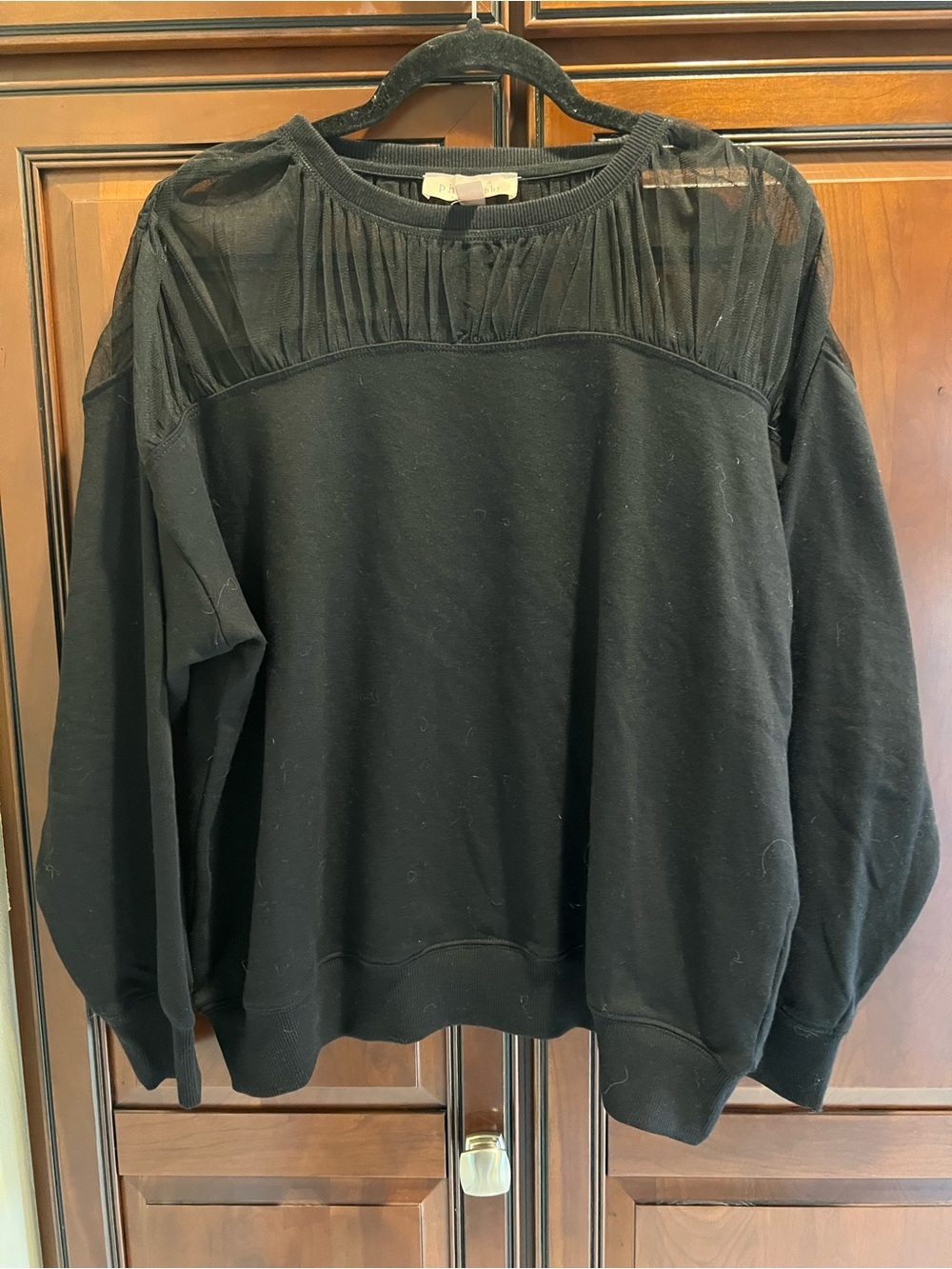 Philosophy Black Sheer Shoulder Sweatshirt - 1X